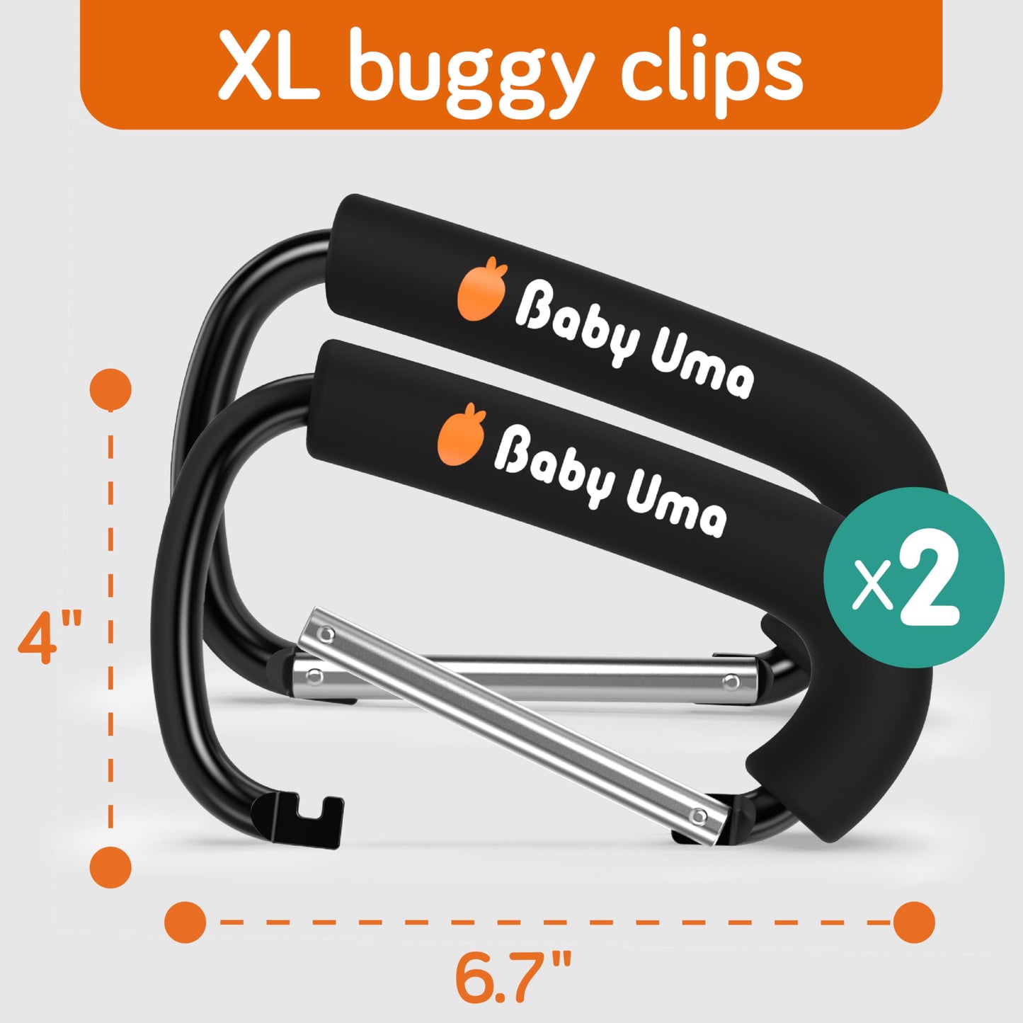 Baby Uma XL Stroller Hooks for Bags (2 Pack)