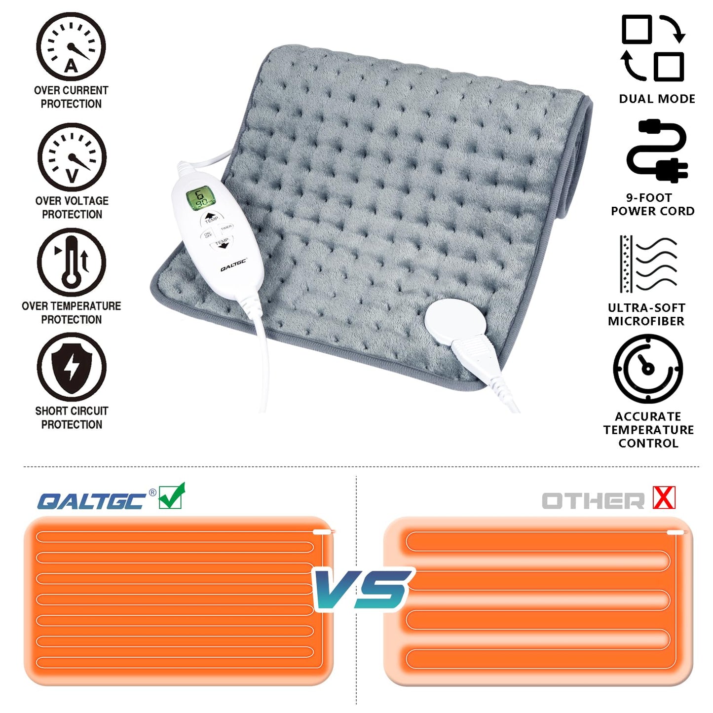 Electric Heating Pad, 2025 Upgraded Dual Mode Controller (Manual and auto Off Mode)