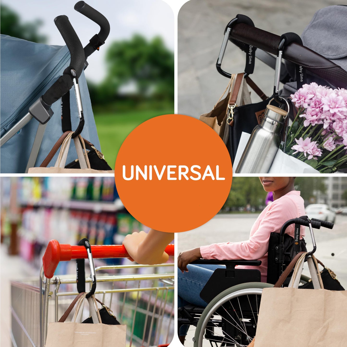 Baby Uma XL Stroller Hooks for Bags (2 Pack)